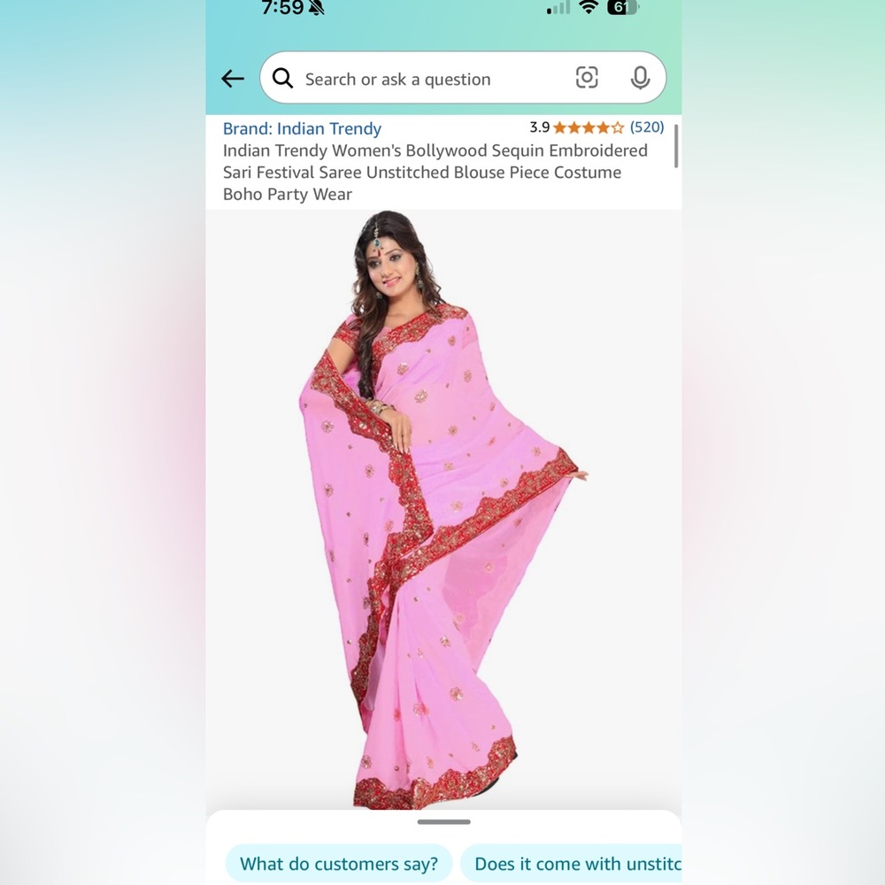 Women's Bollywood Sequin Embroidered Sari (hot pink)
